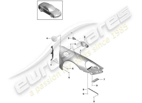 a part diagram from the porsche 991r/gt3/rs parts catalogue