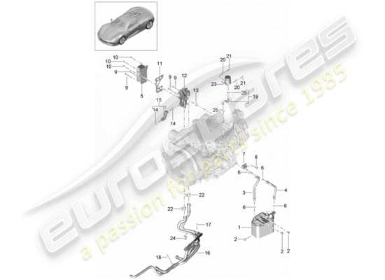 a part diagram from the porsche 918 spyder parts catalogue
