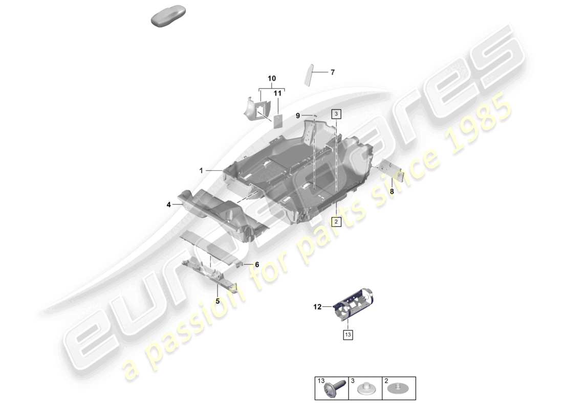 porsche 2023 (992-1) flooring (carpet) trims 911 dakar parts diagram