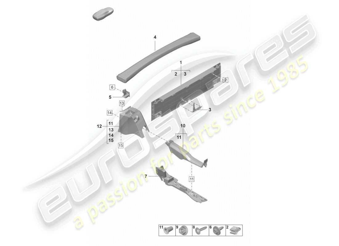 porsche 2023 (992-1) trims rear parts diagram