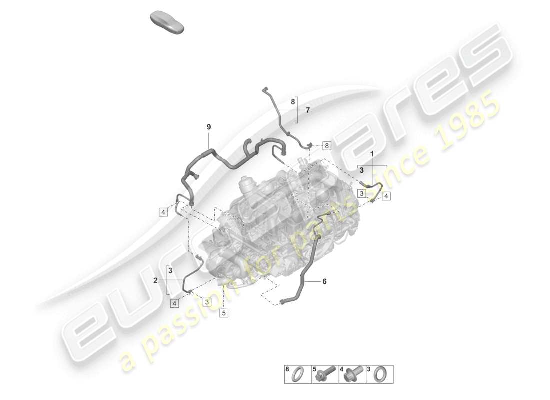 porsche 2025 (992-2) crankcase housing ventilation breather line parts diagram