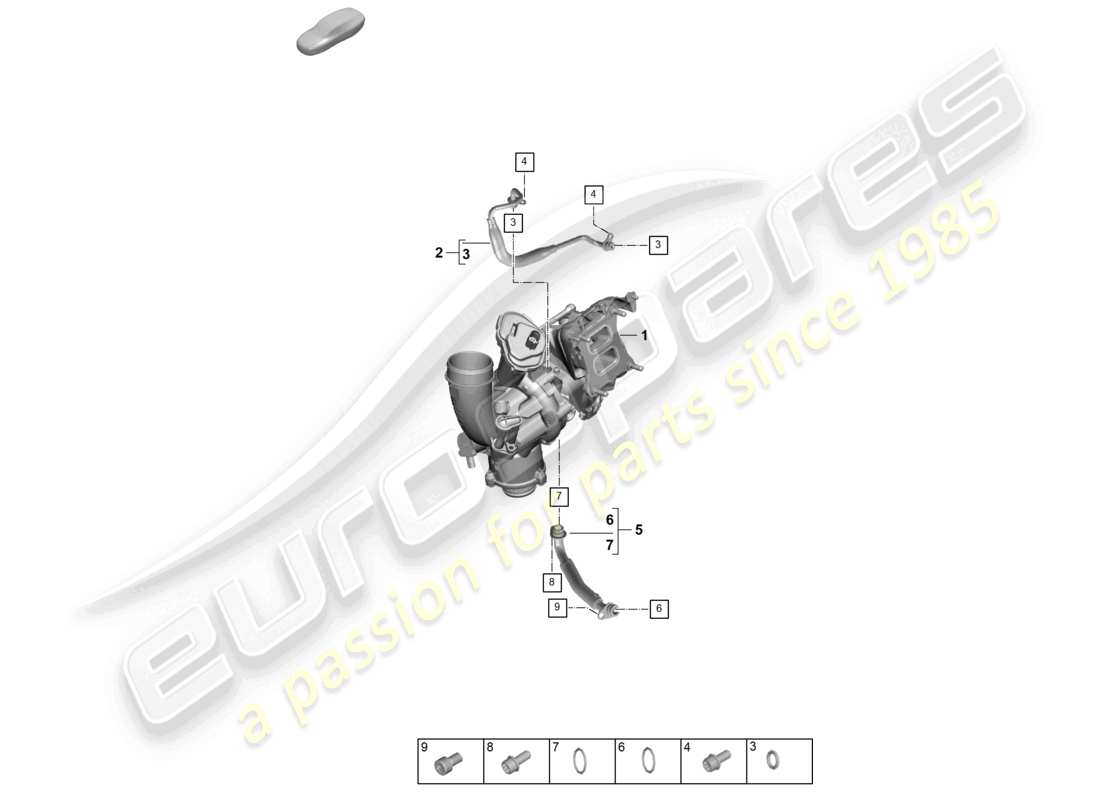 porsche 2026 (cayenne e3 pa) oil pressure line for exhaust gas turbocharger part diagram