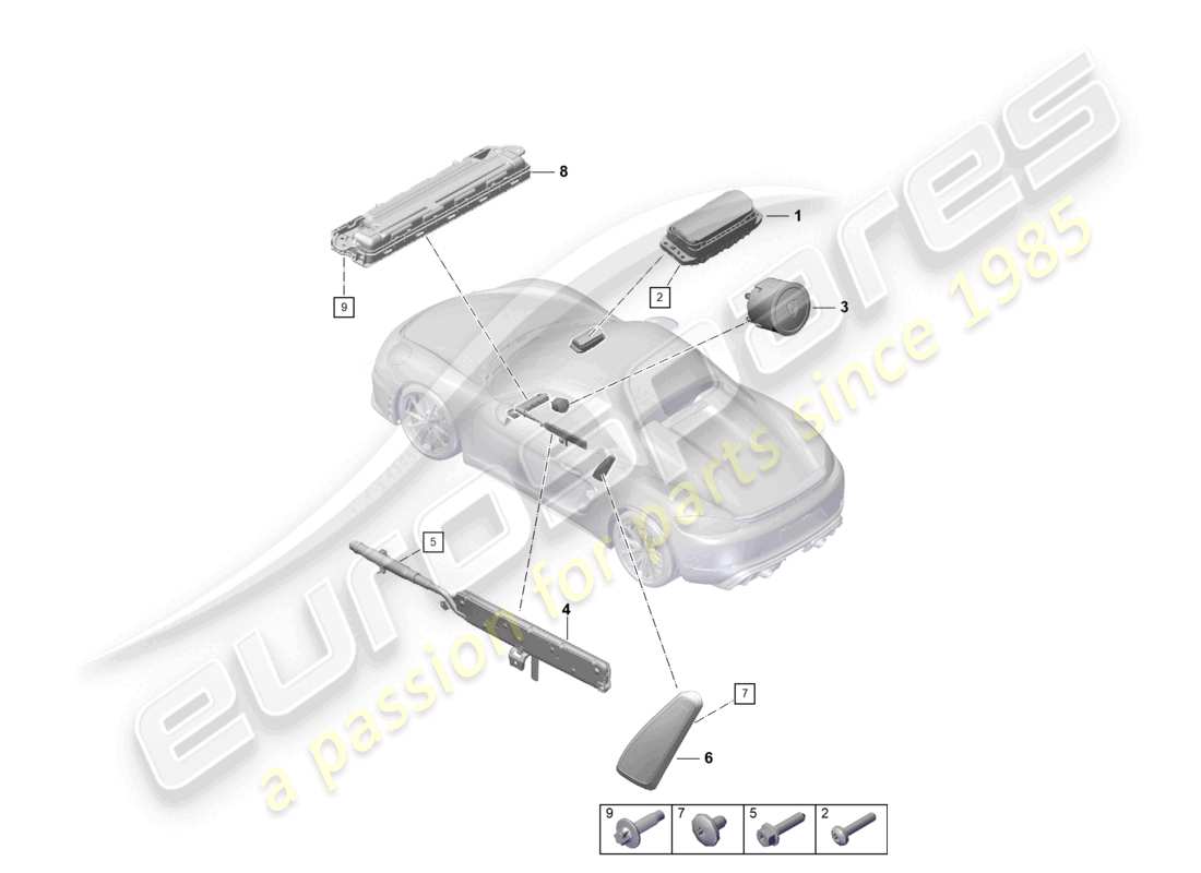 porsche 2022 (718 boxster spyder) airbag parts diagram