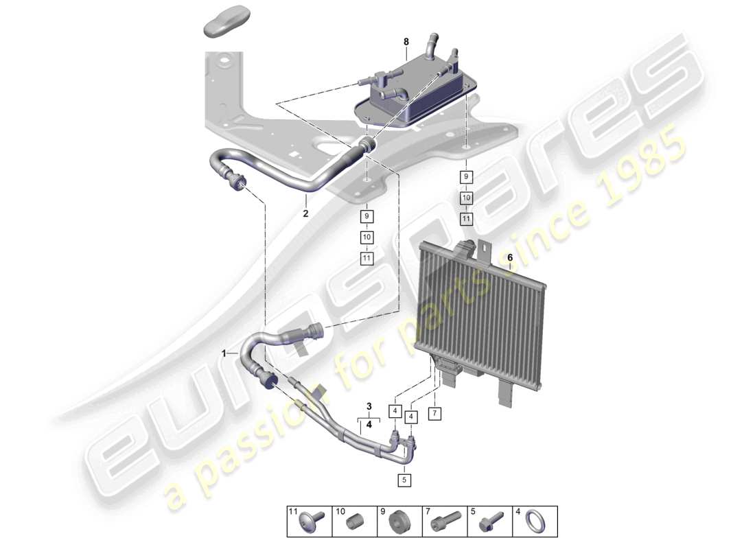 porsche 2025 (panamera 976) cooling system for gear oil parts diagram