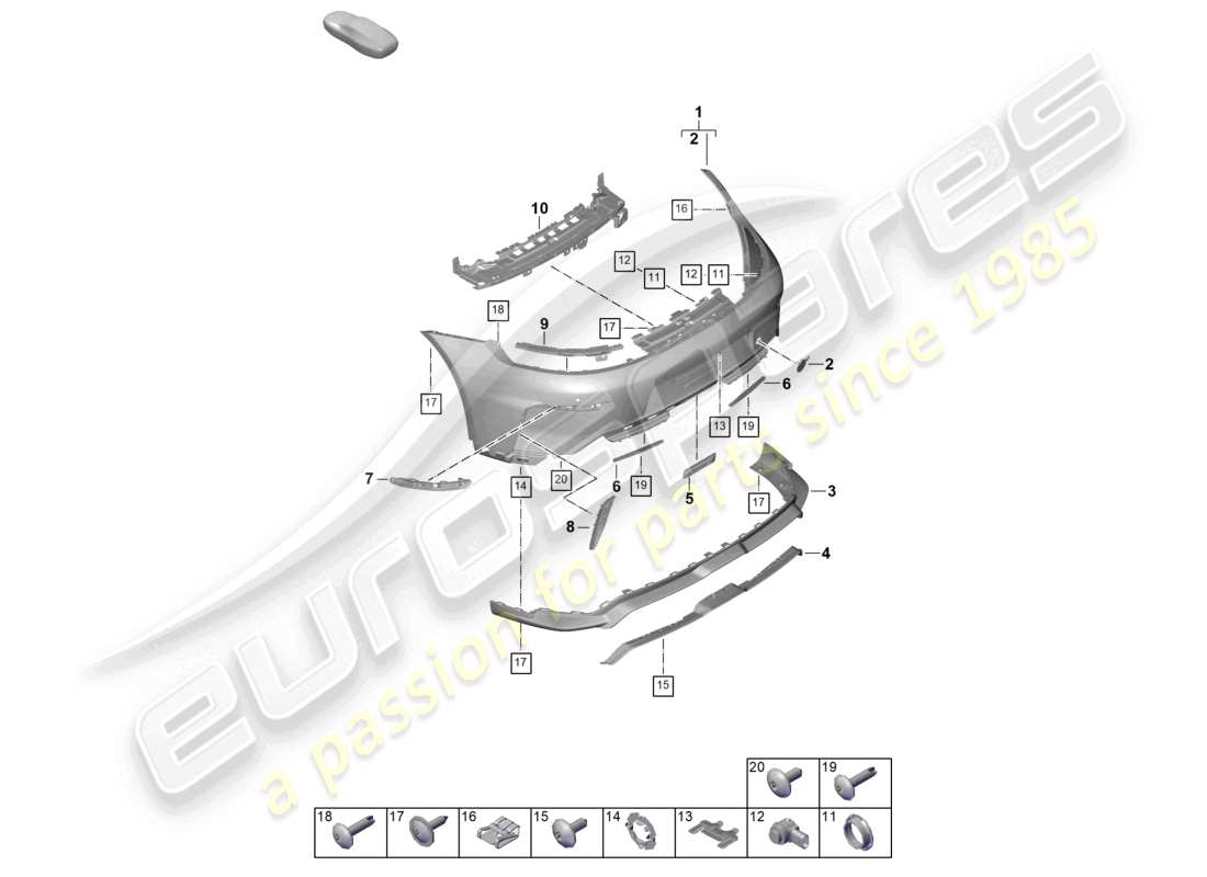 porsche 2026 (992-2 gt3) bumper rear gt3 parts diagram