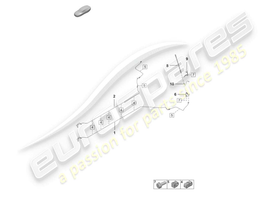 porsche 2023 (992-1) brake line center underbody rear parts diagram