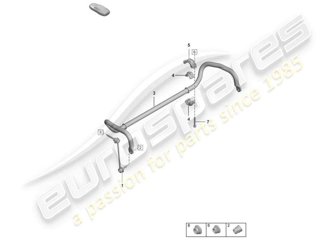 porsche 2023 (992-1) anti-roll bar coupling rod parts diagram