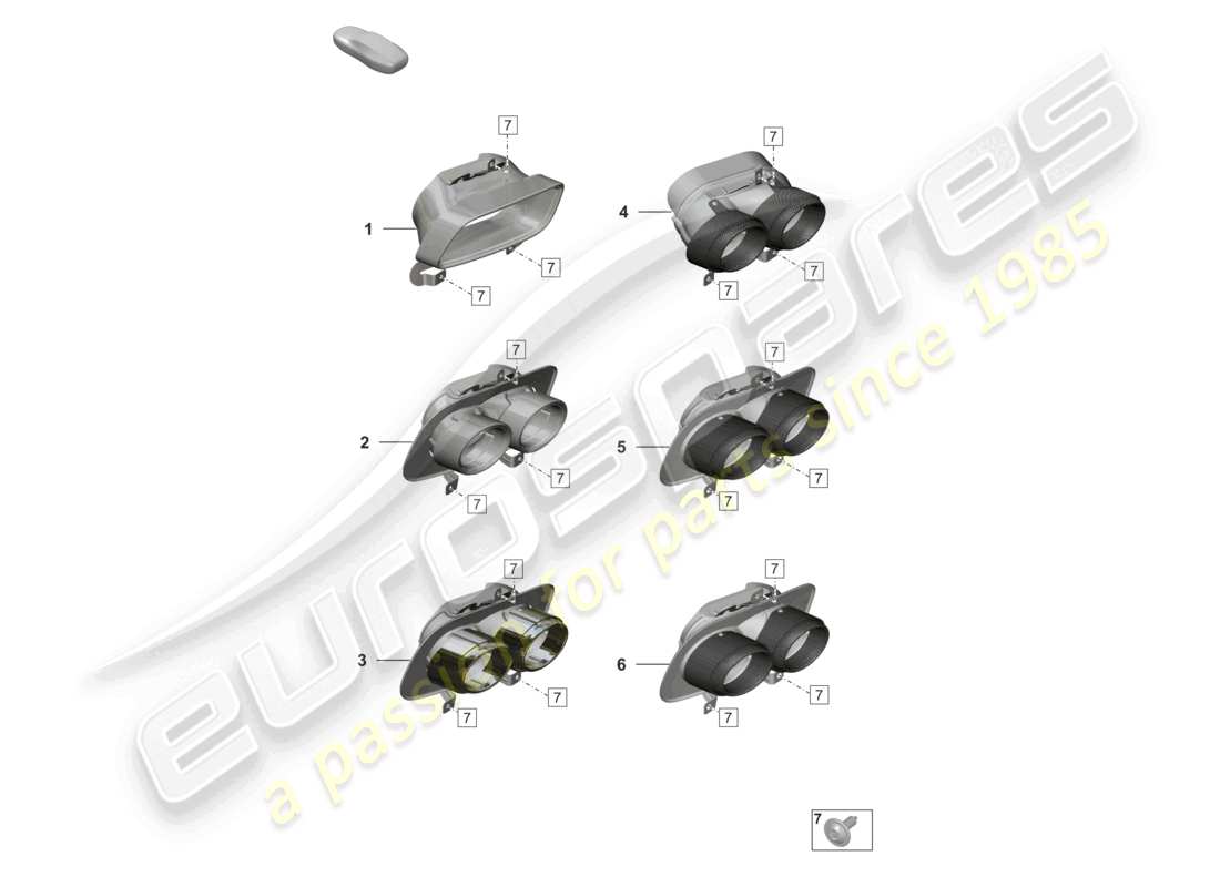 porsche 2023 (992-1) exhaust tail pipe parts diagram