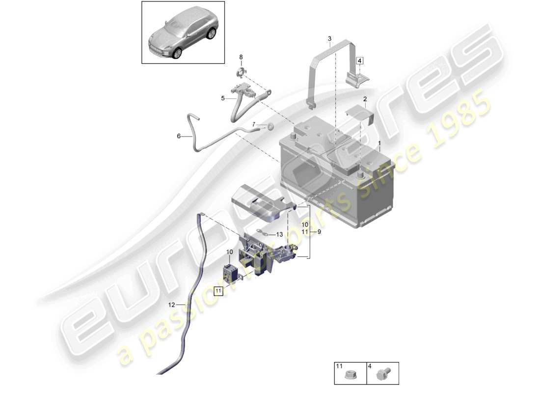 porsche 2022 (macan) battery part diagram