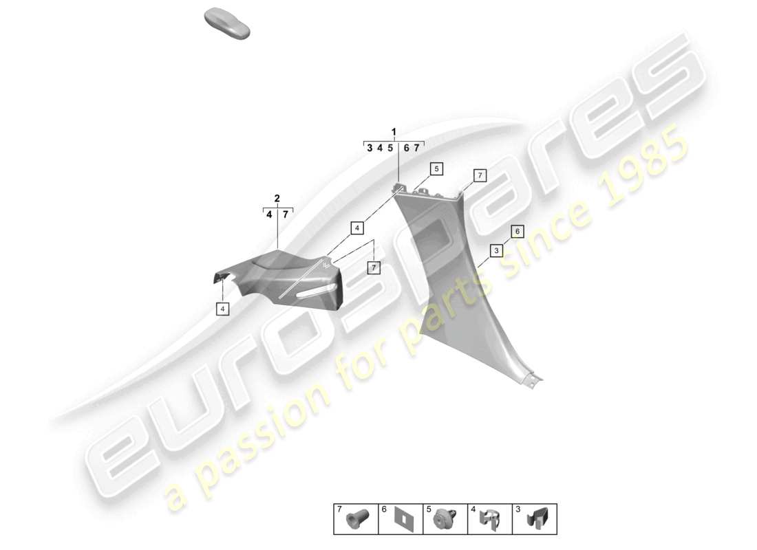 porsche 2022 (718 boxster spyder) trims b-pillar parts diagram