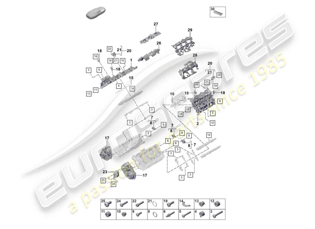 porsche 2025 (panamera 976) cylinder head cover noise insulation individual parts parts diagram