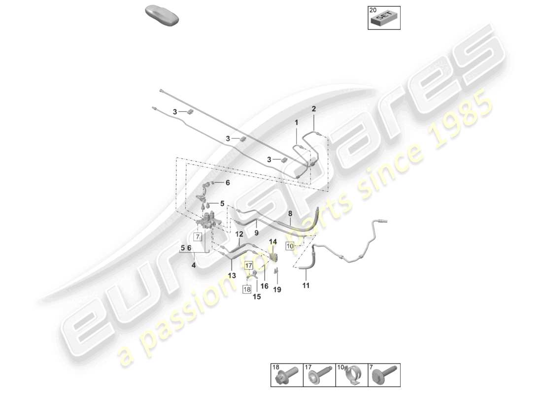 porsche 2023 (992-1) hydraulic line underbody pdcc parts diagram