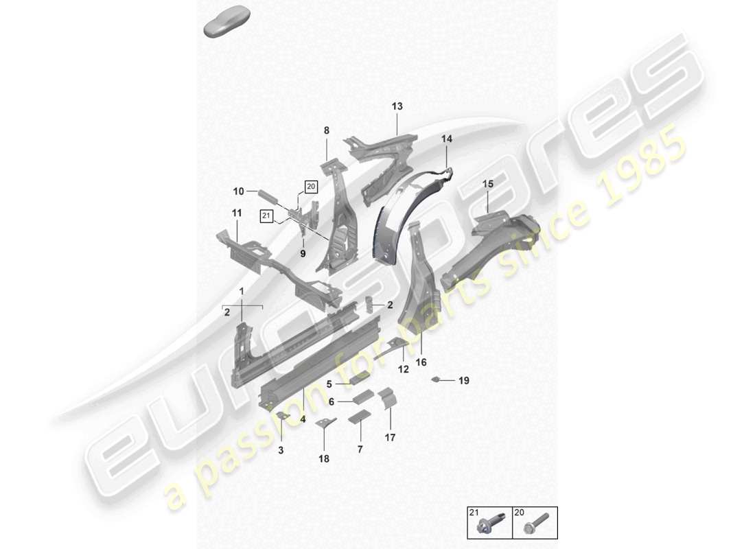 porsche 2020 (992-1 turbo / s) sill inner side part turbo parts diagram