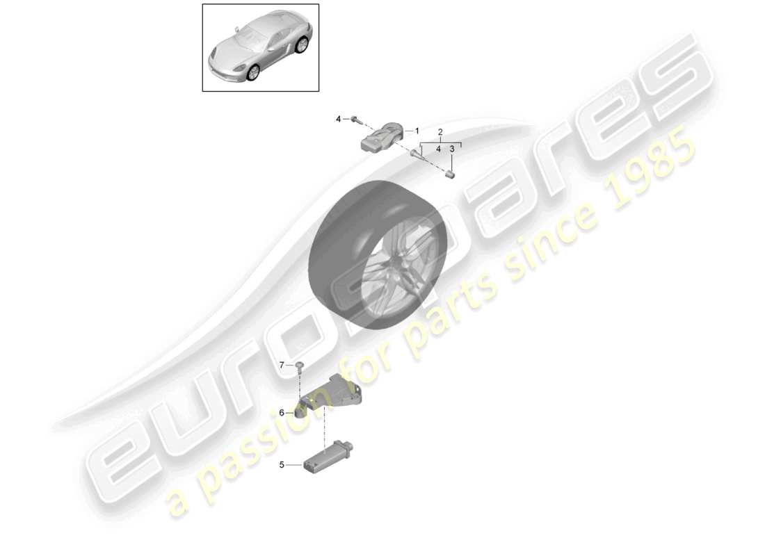 porsche 2021 (718 cayman) tyre pressure control system parts diagram