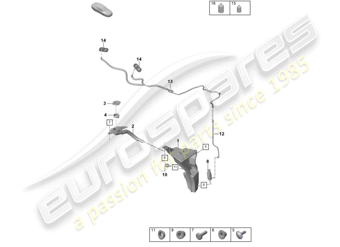 porsche 2023 (992-1) windscreen washer system parts diagram