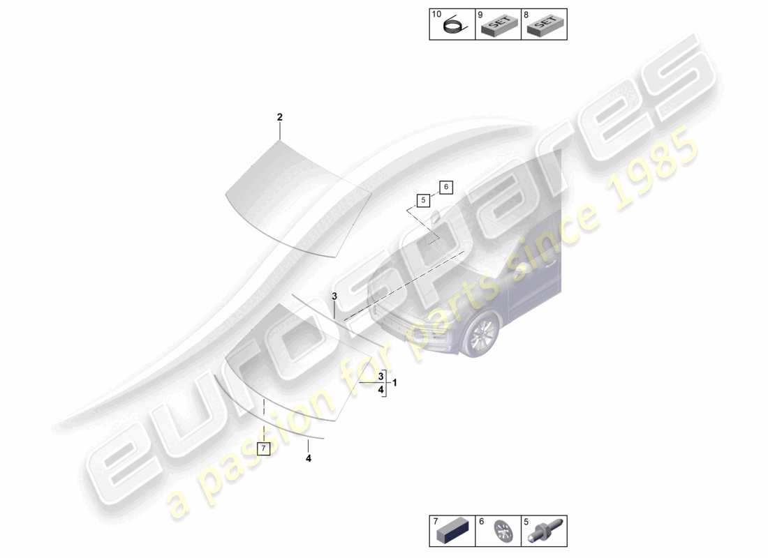 porsche 2026 (cayenne e3 pa) windscreen part diagram