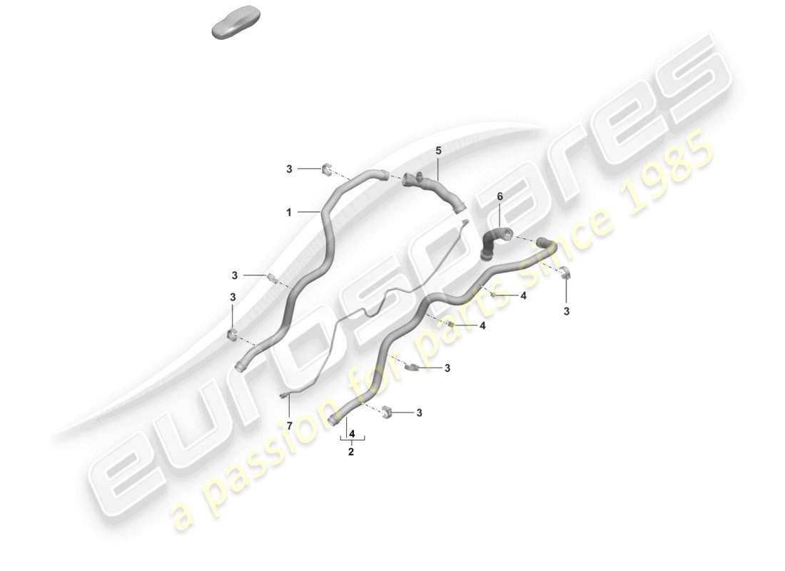 porsche 2025 (992-2) coolant cooling system rear end parts diagram
