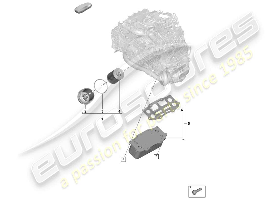 porsche 2025 (992-2) oil filter oil cooler parts diagram