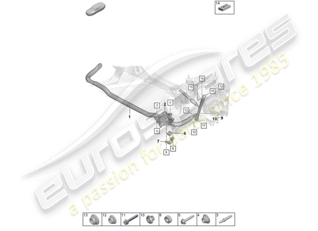 porsche 2025 (992-1 gt3/rs/st) anti-roll bar coupling rod weissach package parts diagram