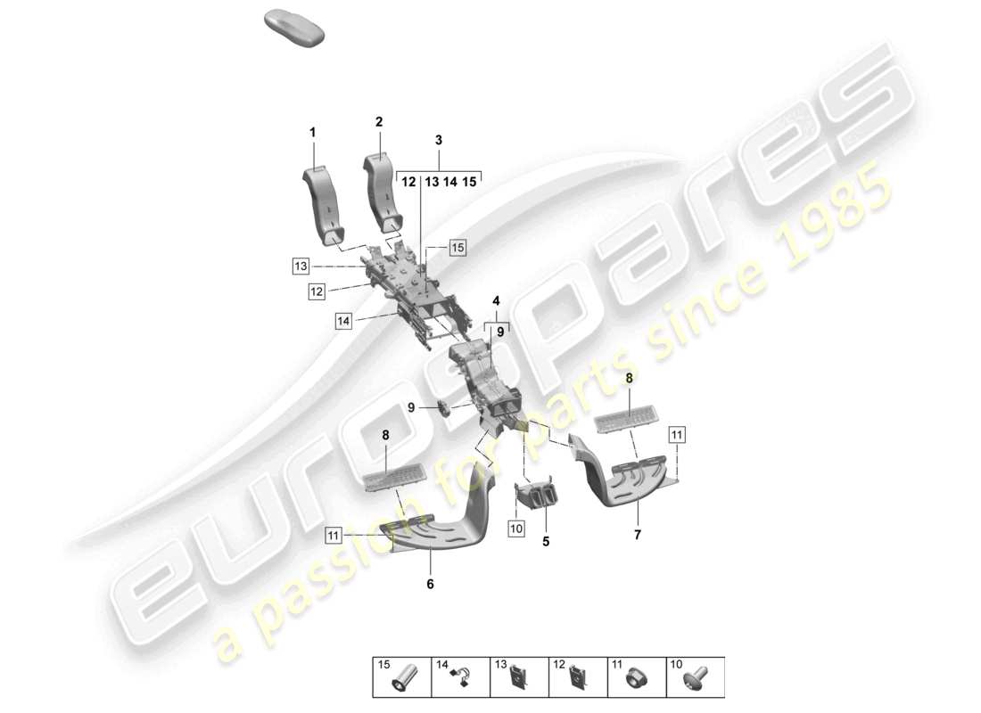 porsche 2026 (taycan 9j1-2) air guide centre console part diagram