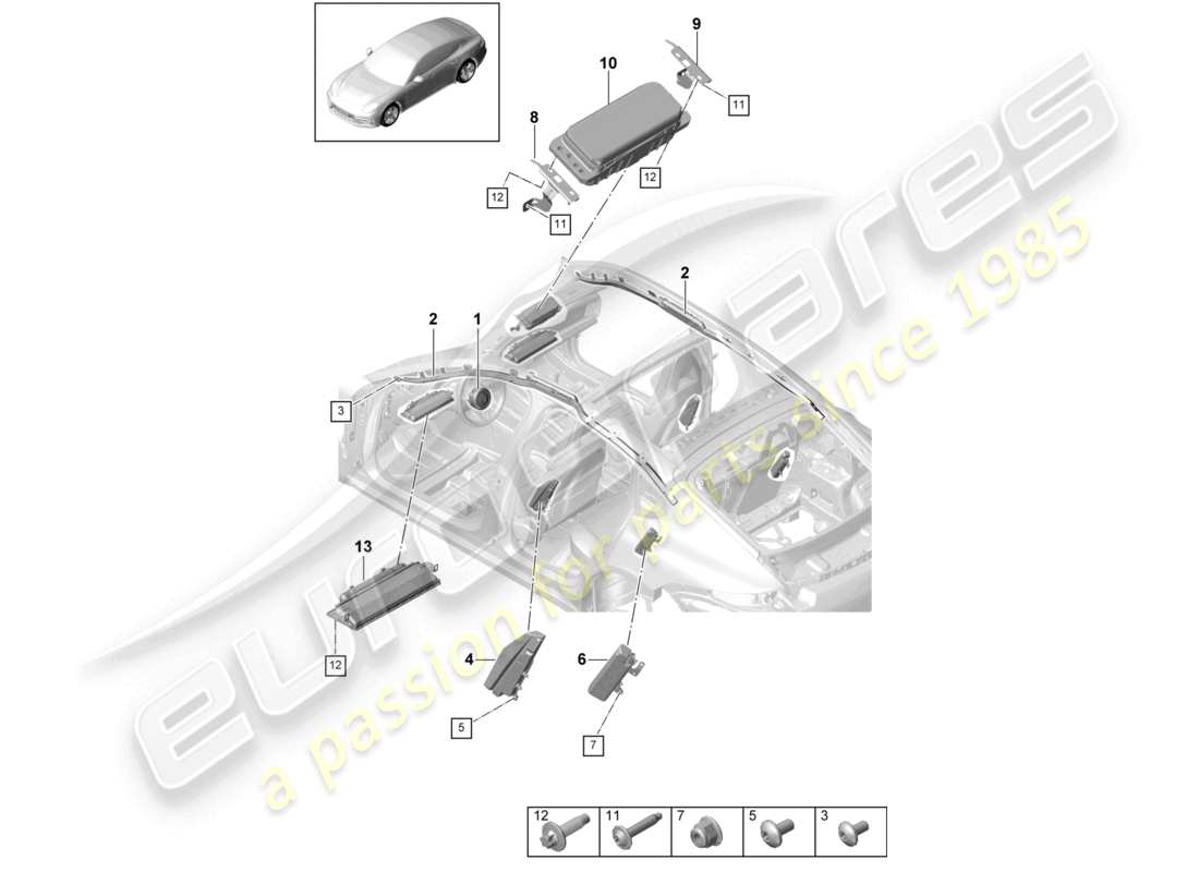 porsche 2021 (panamera 971-1) airbag part diagram