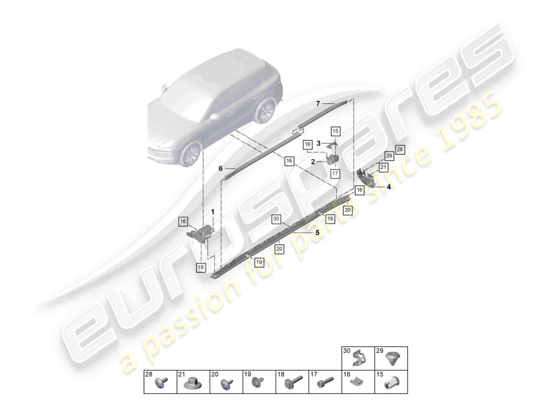 porsche 2025 (cayenne e3 pa) side member trim basic accessories part diagram
