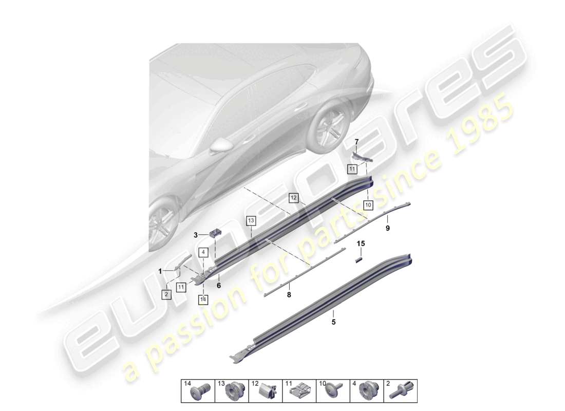 porsche 2025 (panamera 976) side member trim parts diagram