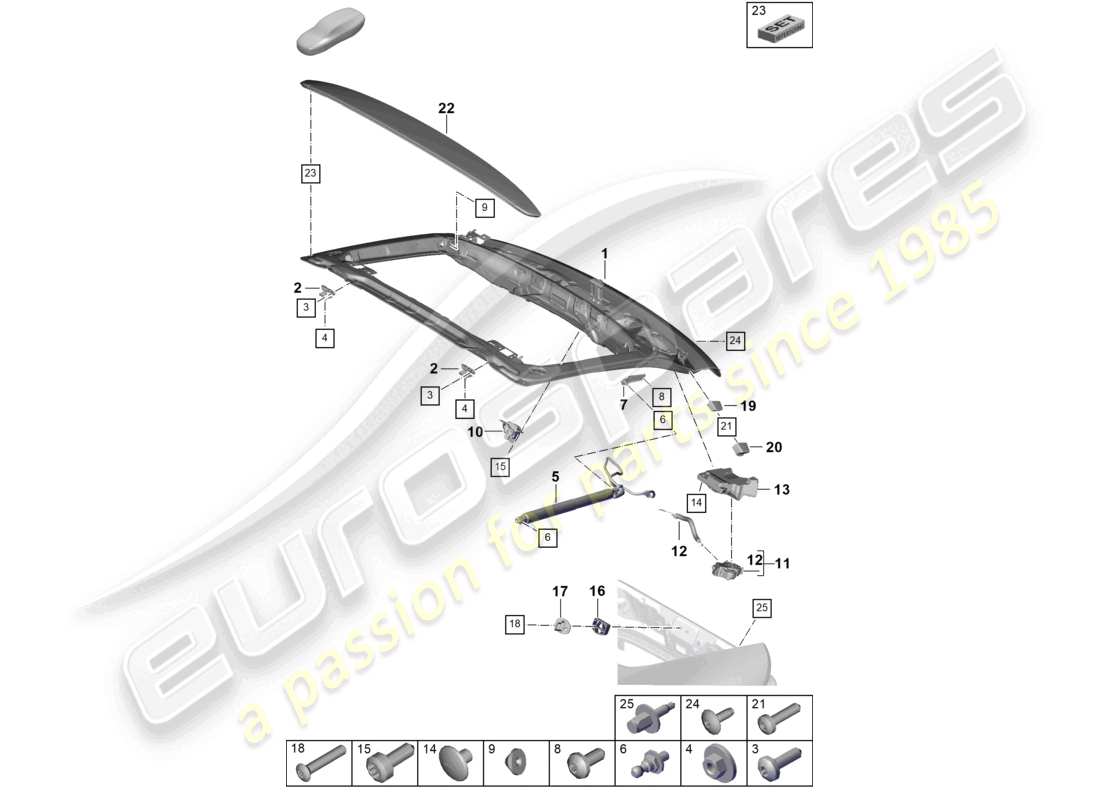porsche 2025 (panamera 976) cover rear rear lid parts diagram