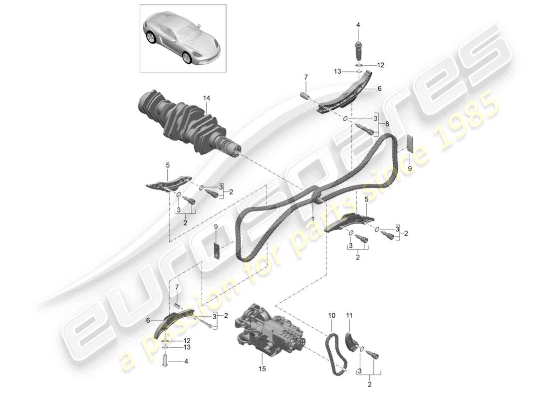 porsche 2022 (718 cayman) timing chain part diagram