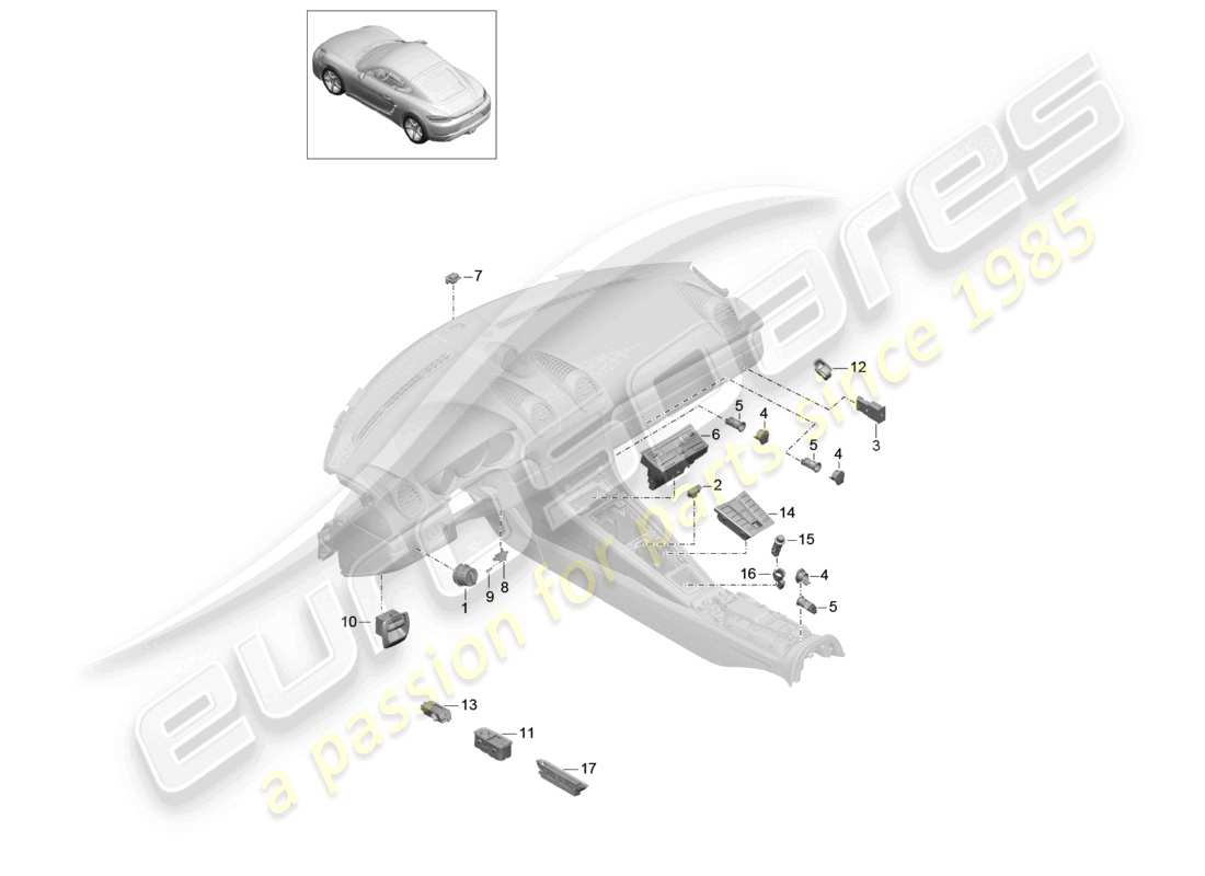 a part diagram from the porsche 2023 (718 cayman) parts catalogue