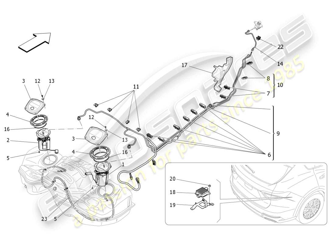 maserati levante gts (2020) fuel pumps and connection lines parts diagram
