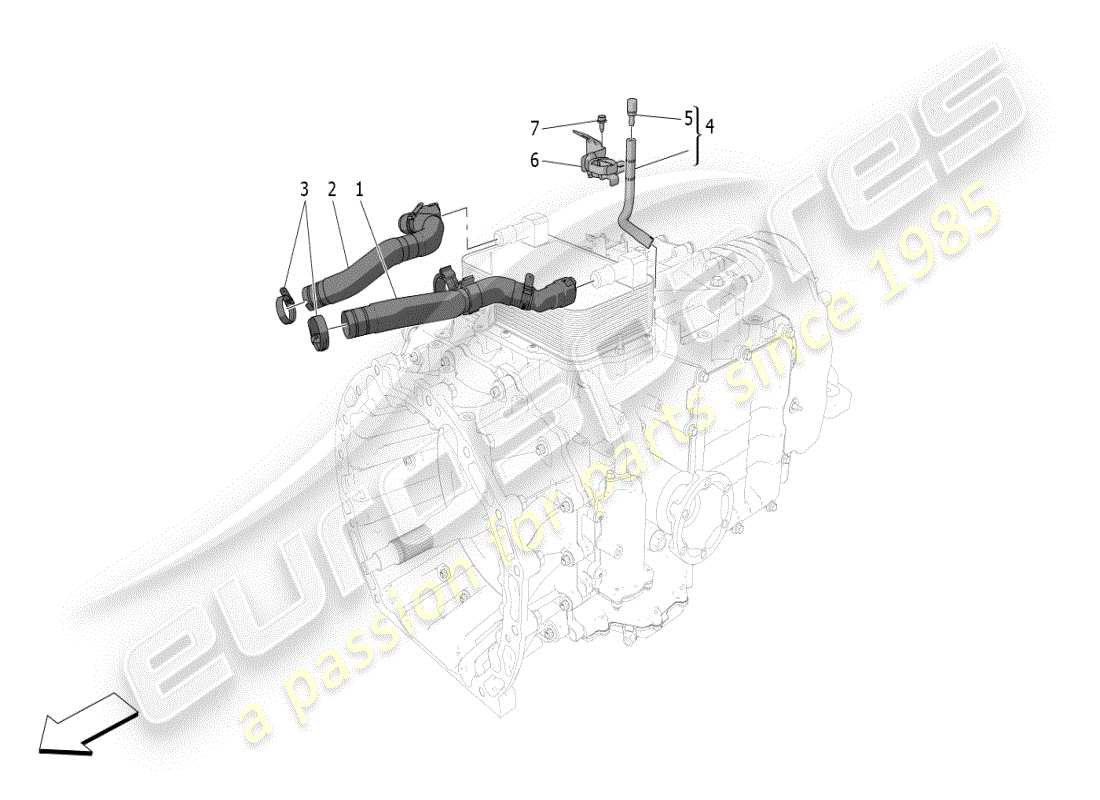 maserati mc20 (2024) lubrication and gearbox oil cooling part diagram