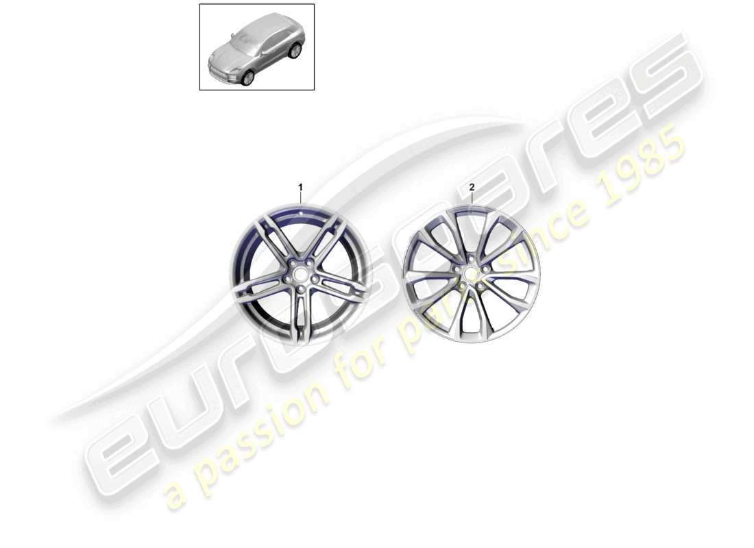porsche 2024 (macan) alloy wheel 19 for winter tires part diagram
