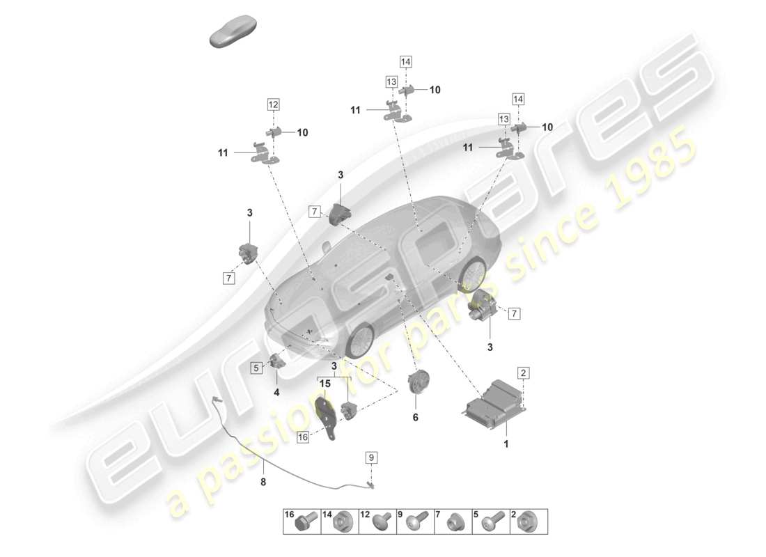 porsche 2023 (panamera 971-2) control unit sensors airbag pressure sensor pedestrian protection parts diagram