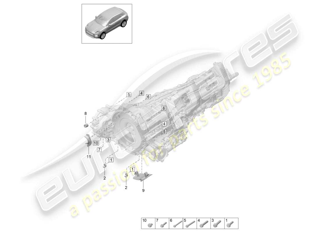 porsche 2021 (macan) mounting parts for engine and transmission part diagram