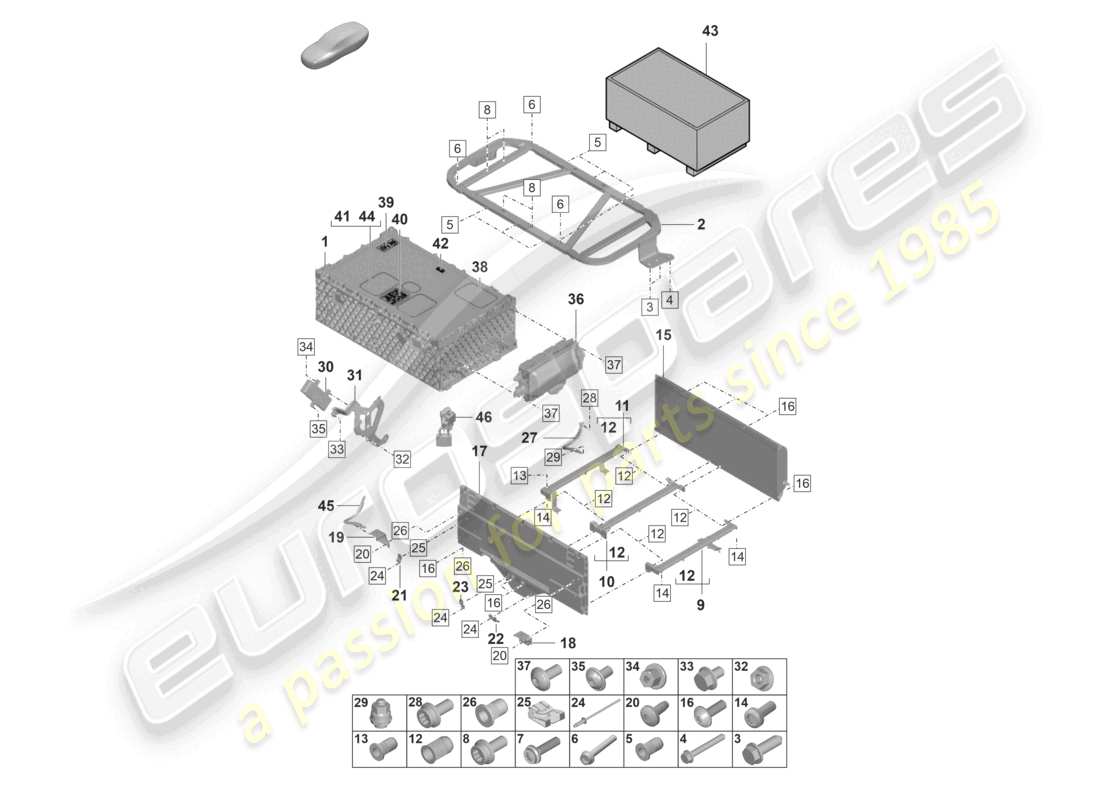 porsche 2023 (panamera 971-2) battery for vehicles with hybrid drive parts diagram
