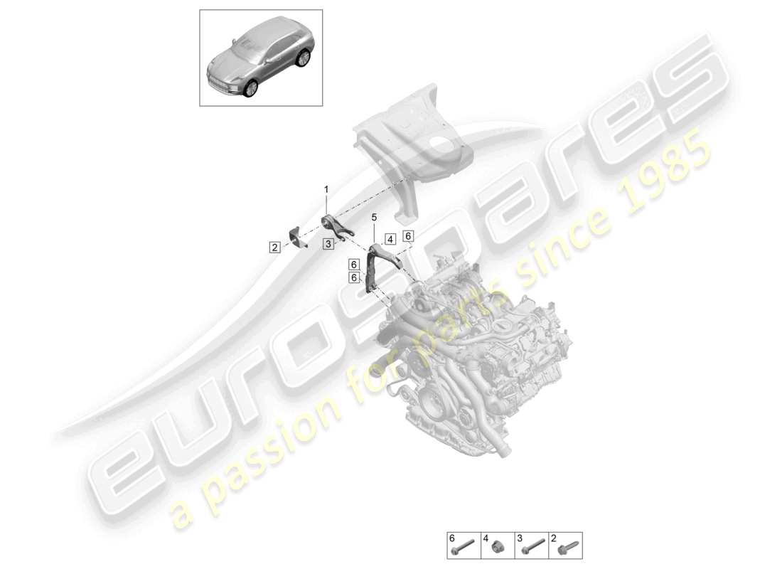 porsche 2024 (macan) engine lifting tackle engine support part diagram