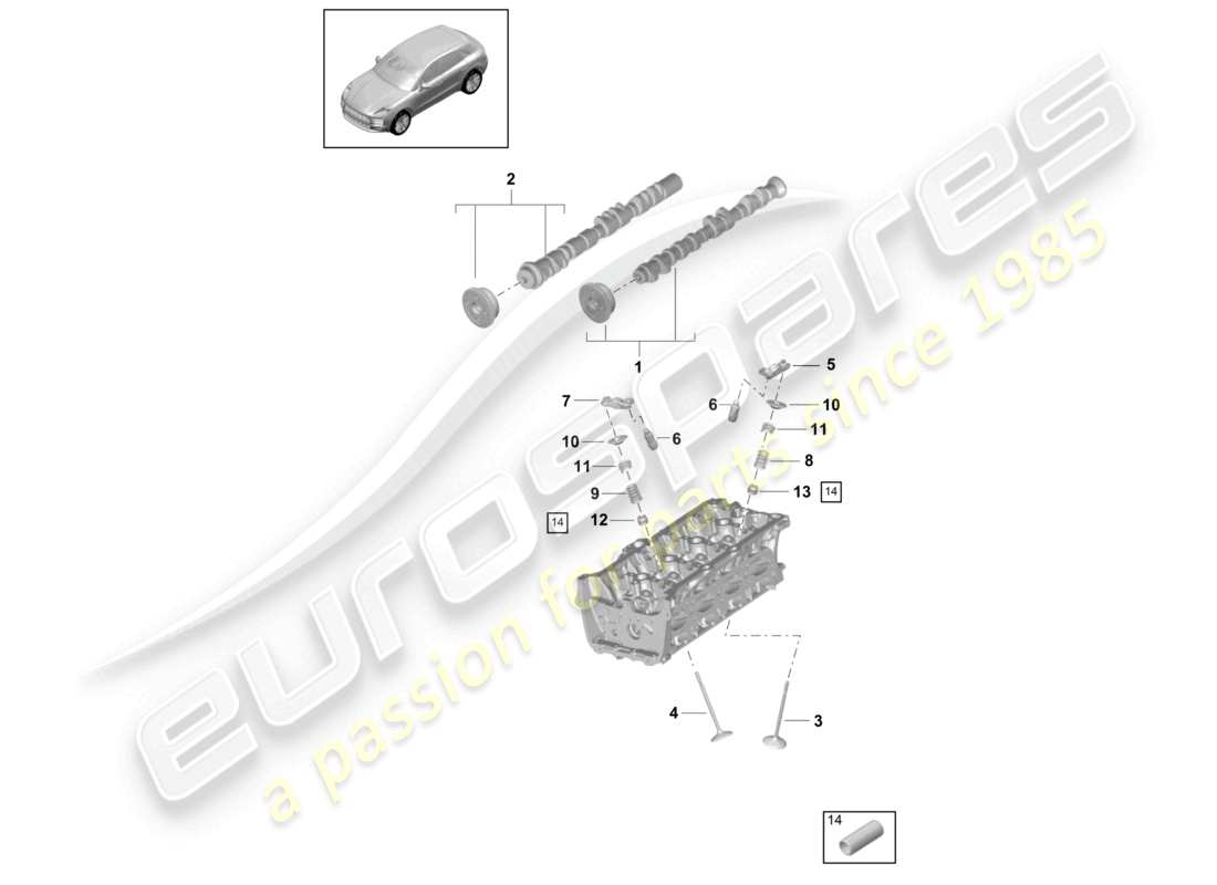 porsche 2024 (macan) camshaft, valves part diagram