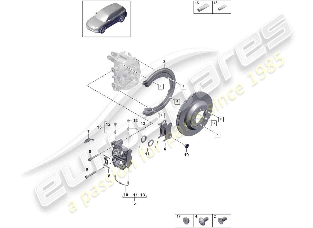 porsche 2021 (cayenne e3 9ya/9yb) disc brake 18 rear axle d >>- 16.08.2020 tab052631 part diagram