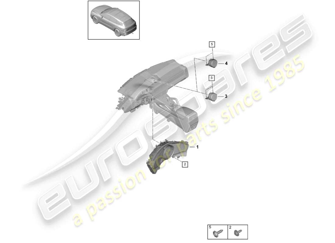 porsche 2022 (cayenne e3 9ya/9yb) combi-instrument stopwatch compass d - mj 2022>> part diagram