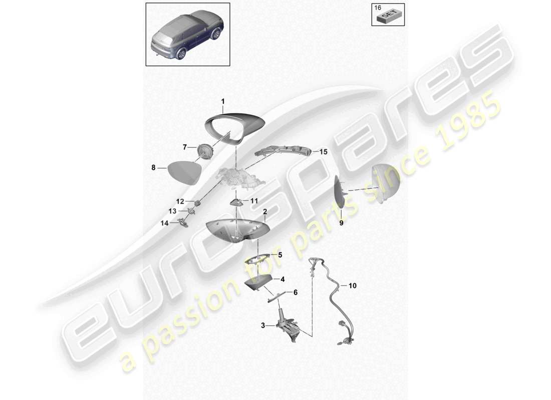 a part diagram from the porsche 2021 (cayenne e3 9ya/9yb) parts catalogue
