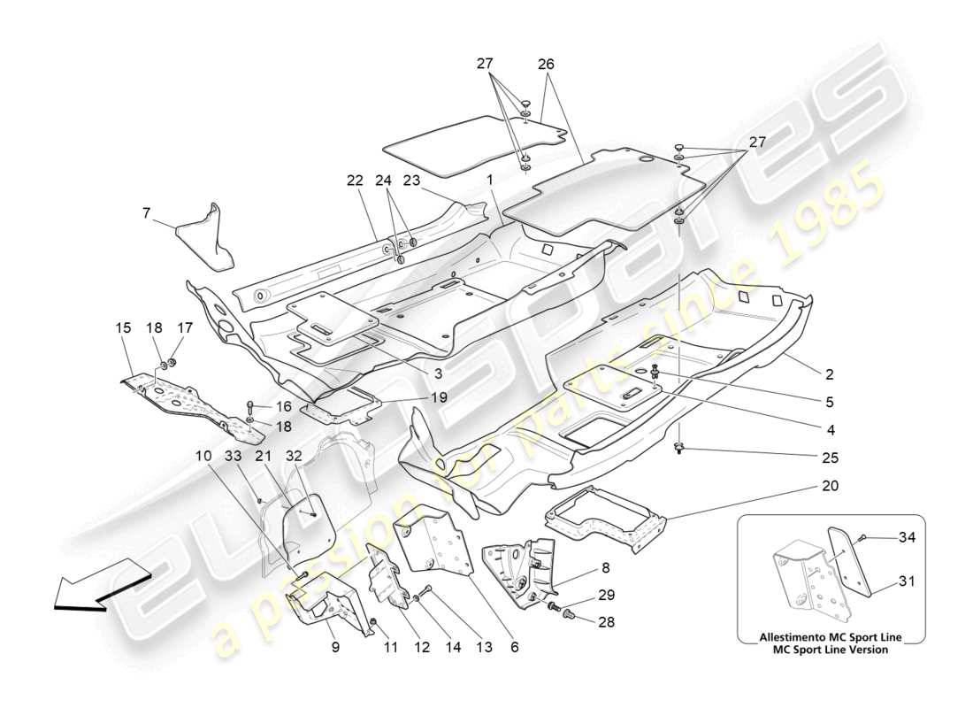 a part diagram from the maserati granturismo mc stradale (2013) parts catalogue