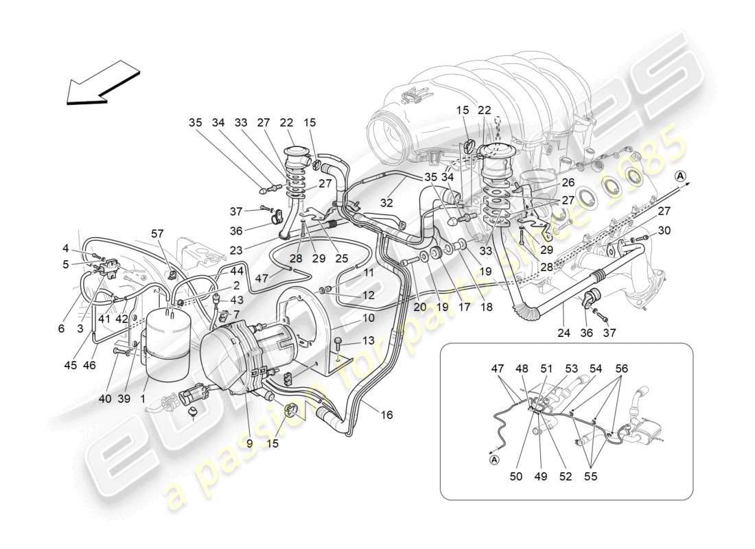 maserati granturismo mc stradale (2011) additional air system parts diagram