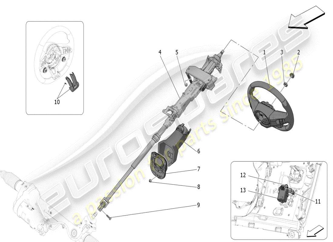 maserati grecale modena (2023) steering column and steering wheel unit parts diagram