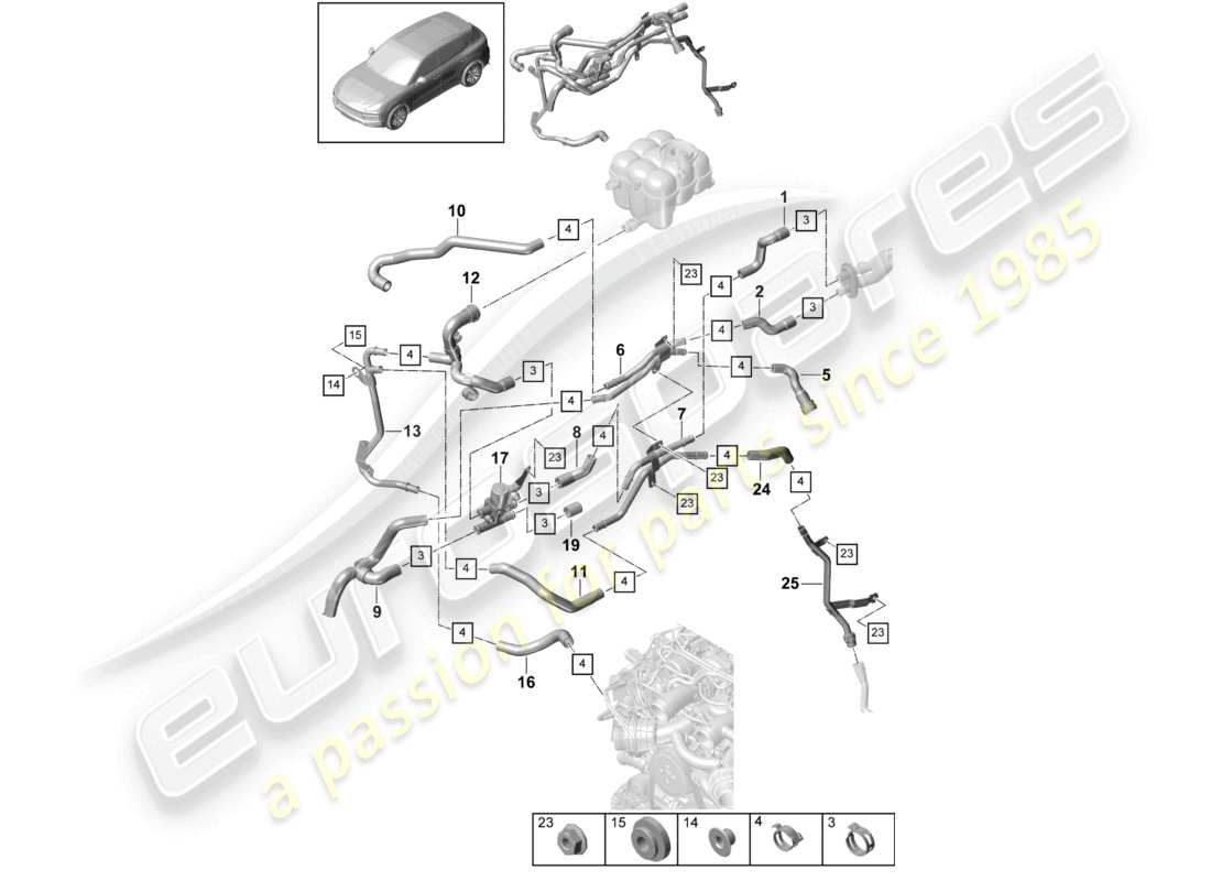 a part diagram from the porsche 2021 (cayenne e3 9ya/9yb) parts catalogue