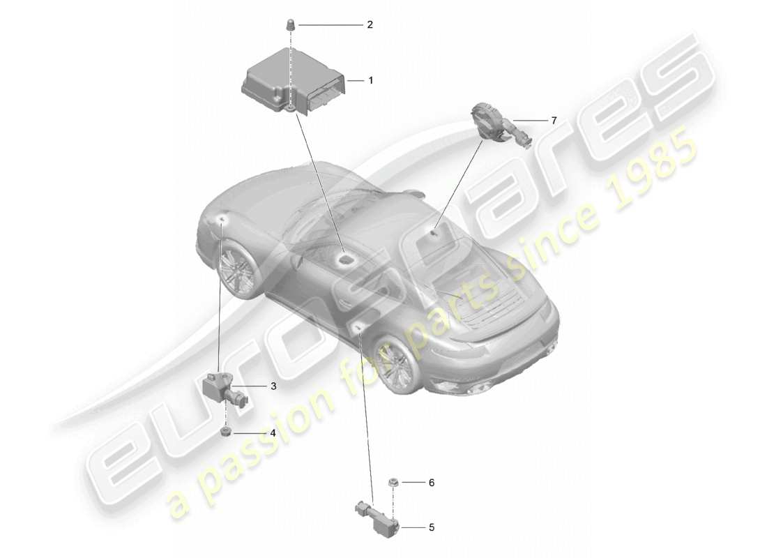 a part diagram from the porsche 2018 (991-2 turbo) parts catalogue