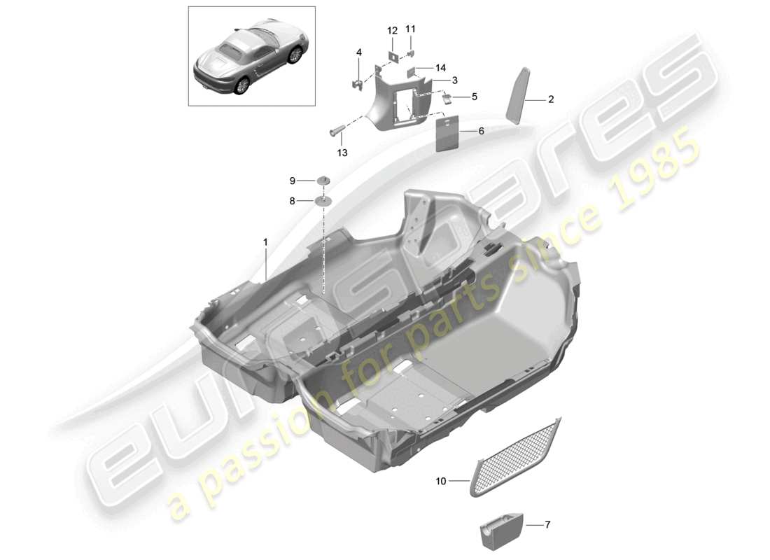 VIEW PARTS DIAGRAMS FROM THE PORSCHE BOXSTER PARTS CATALOGUE a part diagram from the porsche boxster parts catalogue