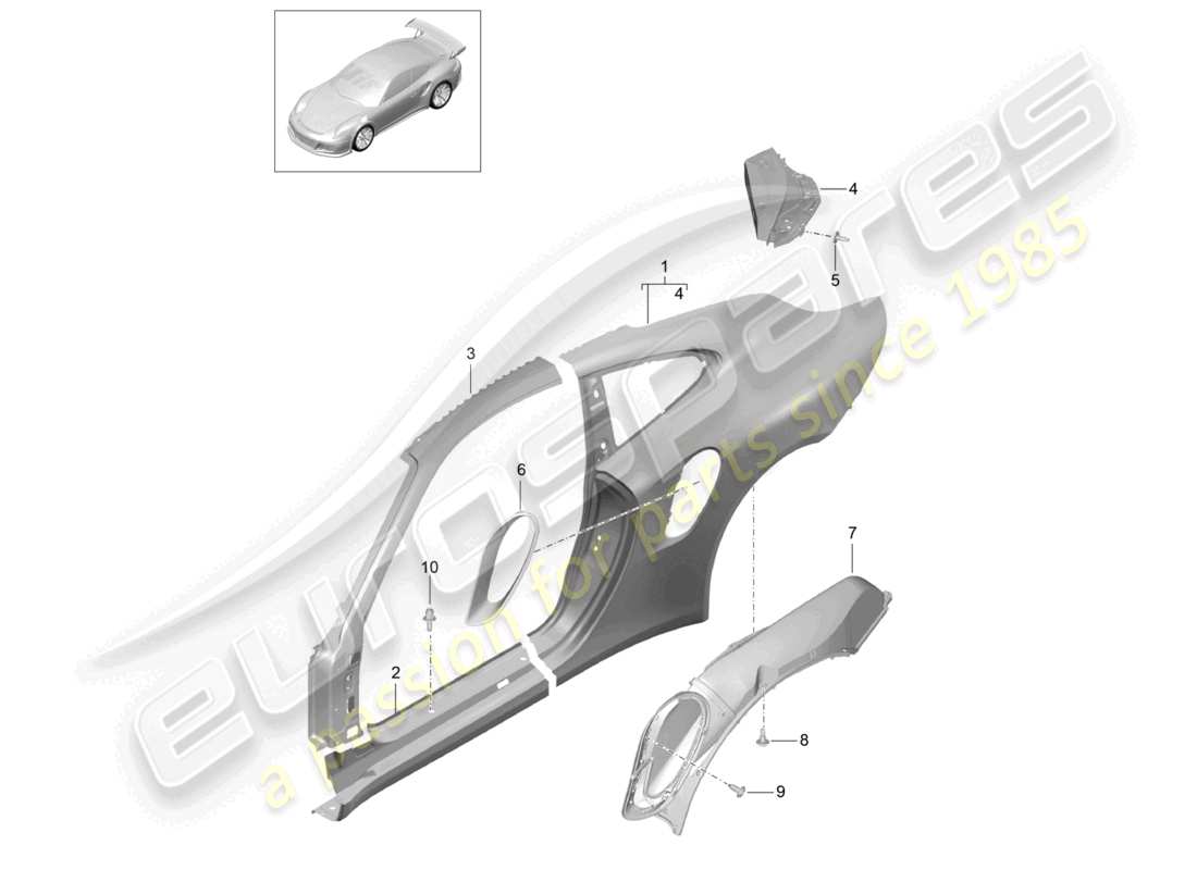 a part diagram from the porsche 2021 (991-2 r/gt3/rs) parts catalogue