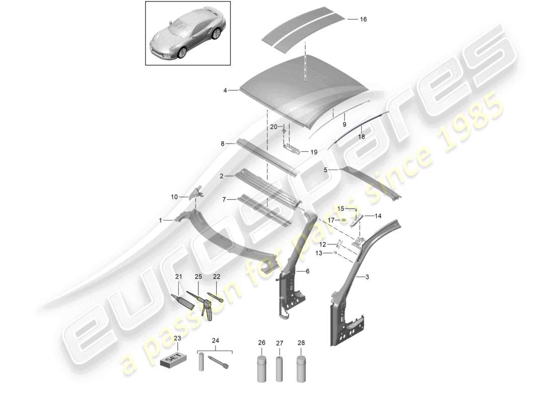a part diagram from the porsche 991 parts catalogue