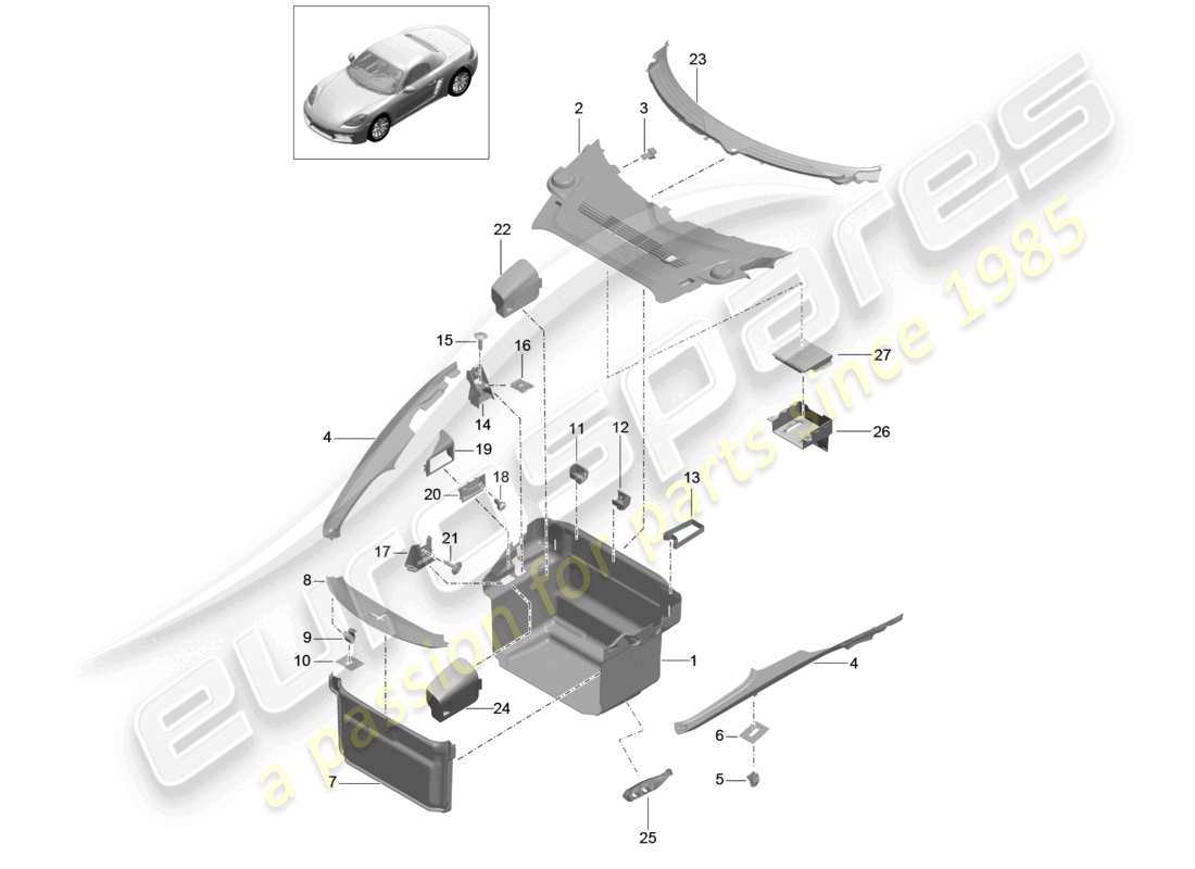 a part diagram from the porsche 2024 (718 boxster) parts catalogue